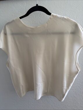 Banana Republic Cream Boxy Cap-Sleeve Top